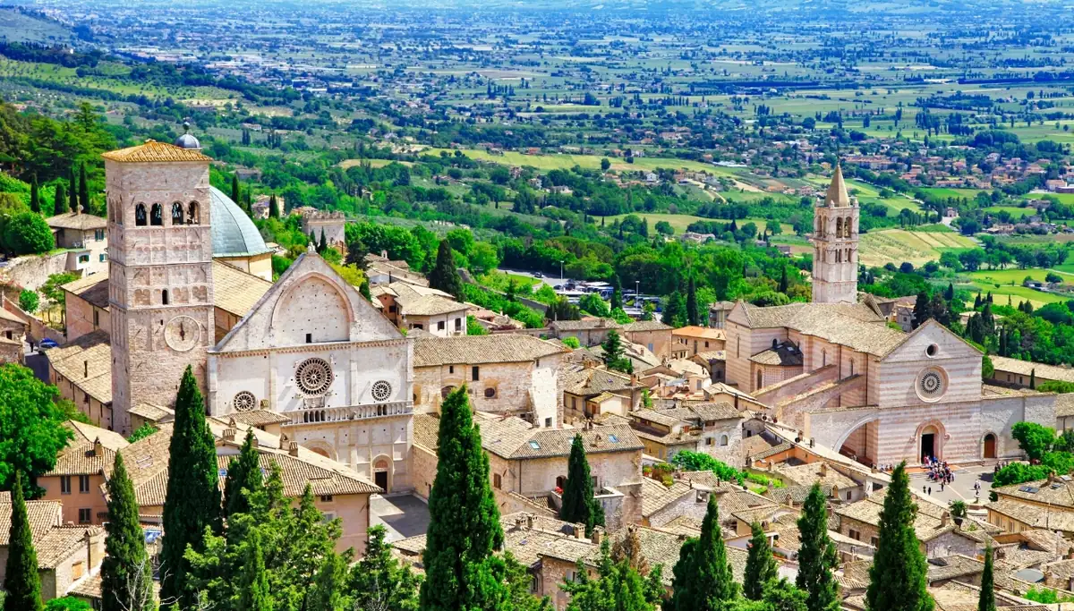 Assisi panorama Basilica Santa Chiara Umbria pilgrimage